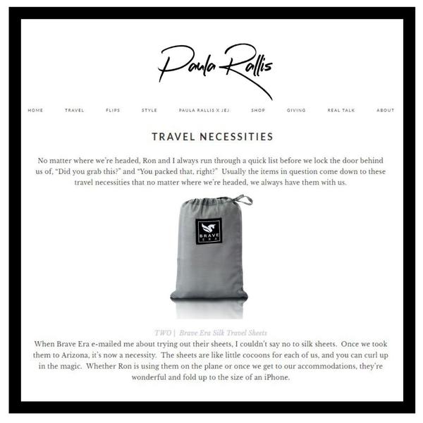 The Brave Era 100% Silk Travel Sheet According to Paula Rallis managed and made possible through Media Feast. 