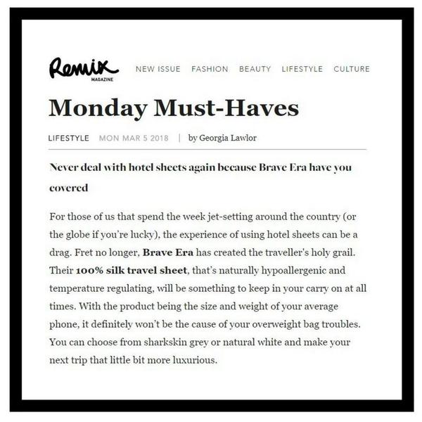 Media Feast secures Brave Era a Feature on Remix Magazine for their Monday must-haves.